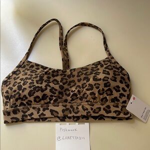 lululemon athletica Leopard Print Light Brown and Black Strappy Sports Bra